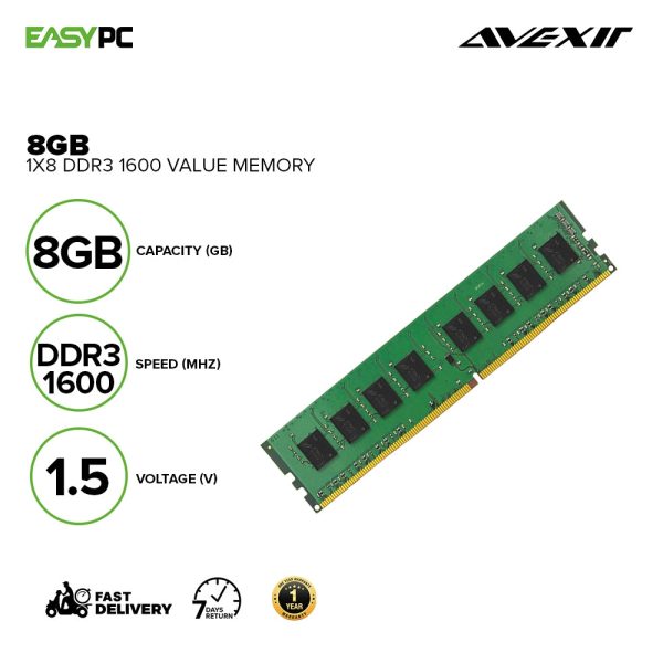 Avexir 8gb 1x8 Ddr3 1600 Value Memory - Image 2