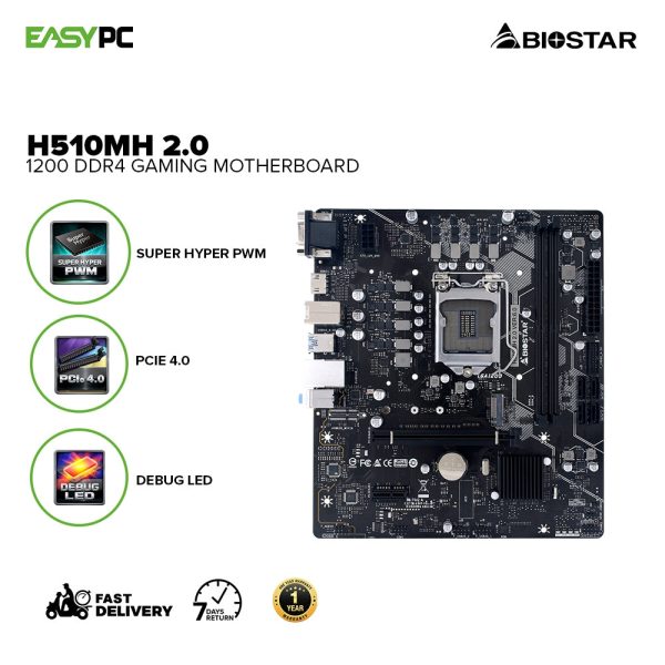 Biostar H510MH 2.0 1200 Ddr4 Super Hyper PWM PCIe 4.0 Debug LED  Gaming Motherboard - Image 2