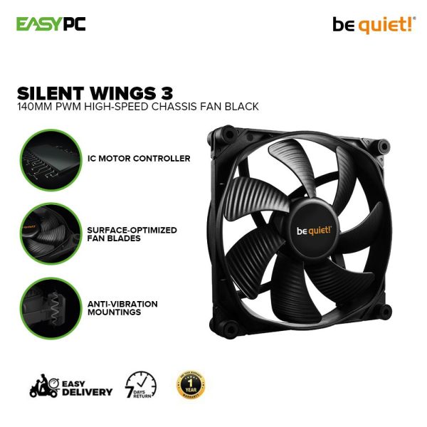 BeQuiet SILENT WINGS 3 120mm and 140mm PWM high-speed Fluid Dynamic Chassis Fan Black - Image 5