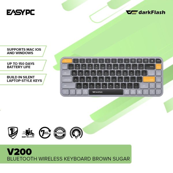 DarkFlash V200 Bluetooth Wireless Keyboard Brown Sugar