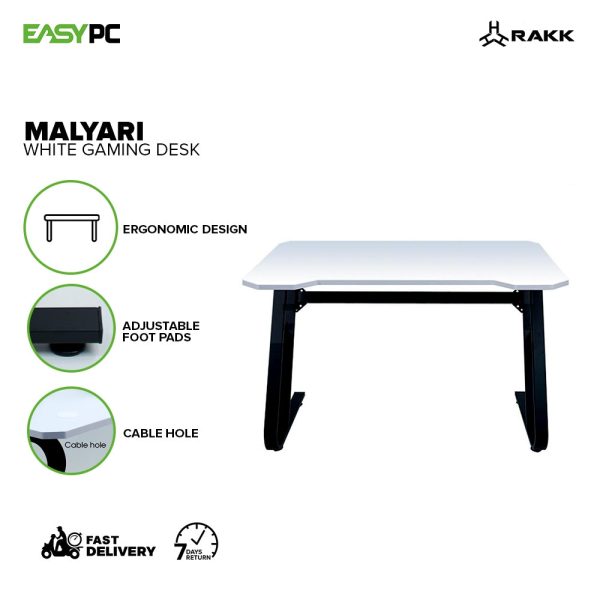 Rakk Malyari White, Ergonomic Table best for office and Work from Home set up Gaming Desk - Image 2