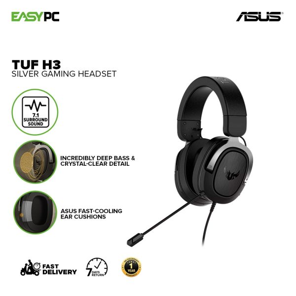 Asus TUF Gaming H3 7.1 Gaming Headset Silver