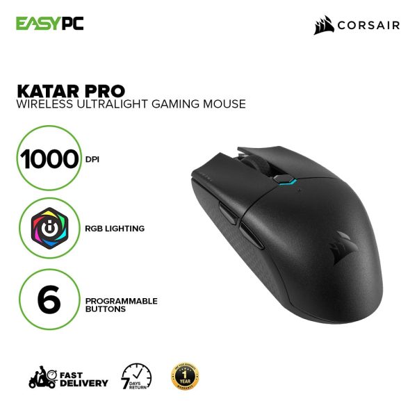 Corsair Katar Pro Wired and Wireless Ultralight CH-930C011-AP/ CS-CH-931C011-AP weighing 69g with a compact symmetric shape Gaming Mouse 7UBE - Image 6