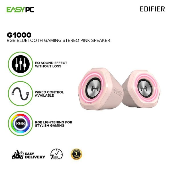 Edifier G1000 White or Pink RGB Bluetooth Gaming Stereo Speaker, EQ Sound Effect without loss, Wired Control available 19GLO - Image 4