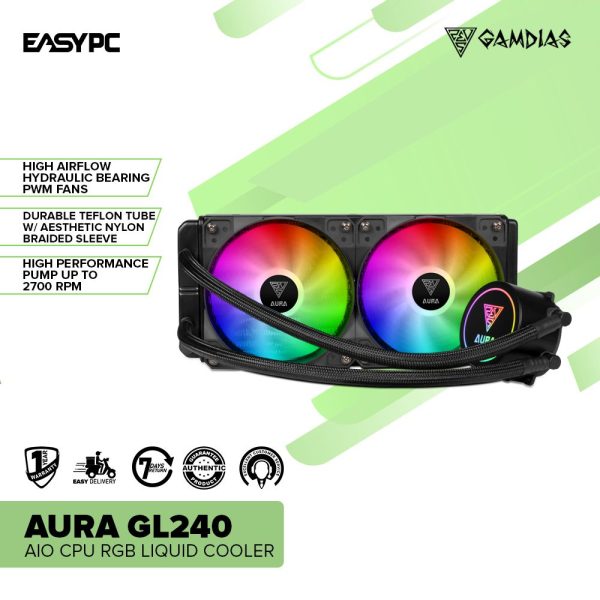 Gamdias Aura GL240 AIO CPU RGB Liquid Cooler