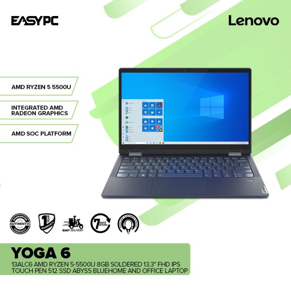 LENOVO YOGA 6 13ALC6 AMD Ryzen 5-5500U 8GB 13.3" FHD IPS Touch/Pen 512 SSD AMD Radeon Win11 Office Laptop Abyss Blue 1ION - Image 2