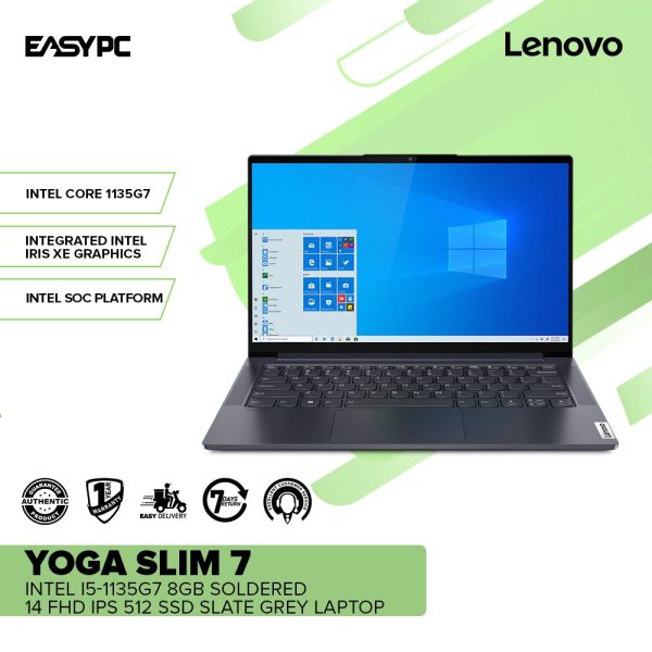 LENOVO YOGA Slim 7 14ITL05 Intel i5-1135G7 8GB  14" FHD IPS 512 SSD Intel Iris Xe Win11 Laptop Slate Grey 82A300KEPH 1ION - Image 2