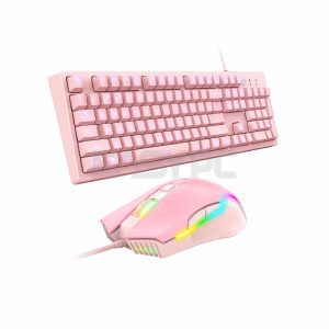 Onikuma G25 + CW905 Gaming Bundle Keyboard and Mouse Pink