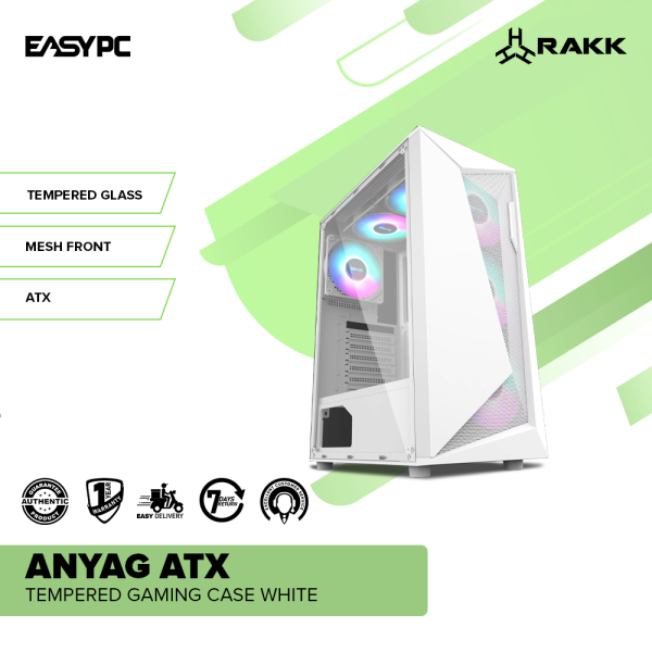 RAKK ANYAG ATX Tempered Gaming Case White