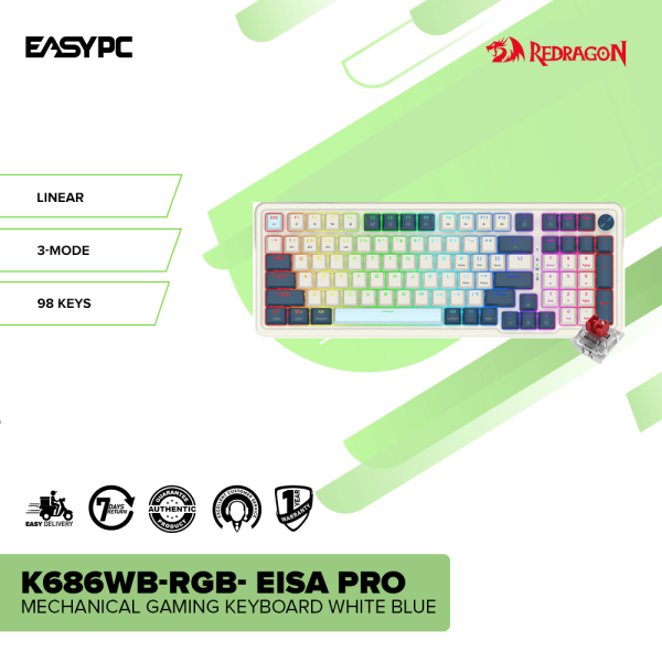 Redragon K686WB-RGB- EISA PRO Mechanical Gaming Keyboard White Blue