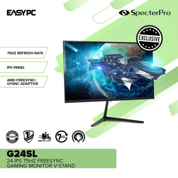 SpecterPro G24SL 24" IPS 75Hz Freesync Gaming Monitor V-Stand