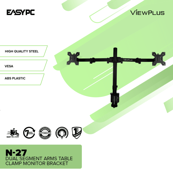 ViewPlus N-27 Dual Segment Arms Table Clamp Monitor Bracket